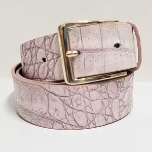 Martina Mori Reptile Embossed Pink Genuine Leather 1¼" Belt Made in Italy